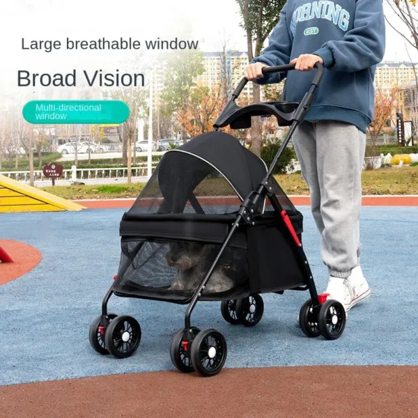 Pet Cat and Dog Universal Dog Carrier Bag Large Vision Car Dog Basket Universal Pulley Pet Stroller Lightweight FoldingCage - Image 3