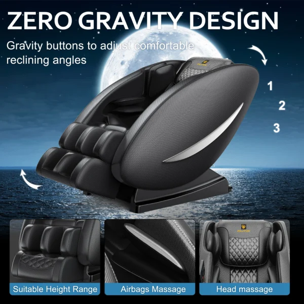 Zero Gravity Recliner Massage Chair with Full Body Heat, Bluetooth Speakers, Airbags, and Foot Roller - Image 7