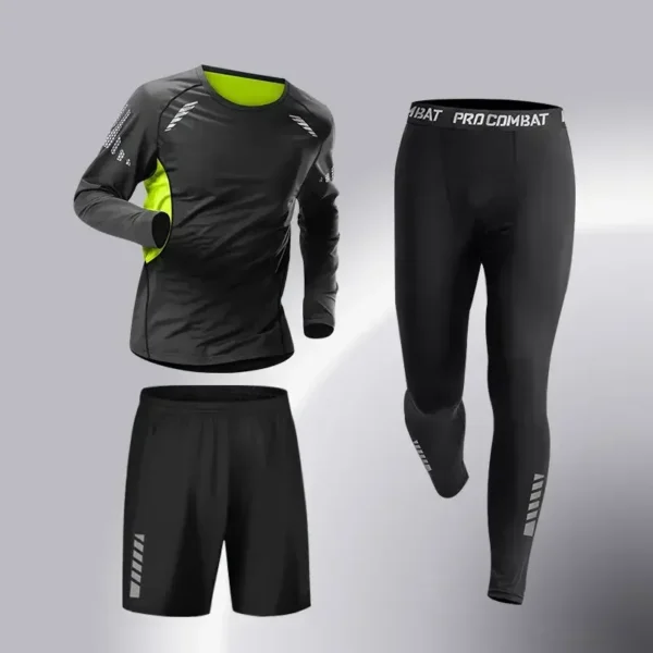 Fashion 3-5 PCS Mens Running Sportswear Set Fitness Jogging Compression Tracksuit Suit Training Sports Clothes Dry Fit Leggings - Image 6