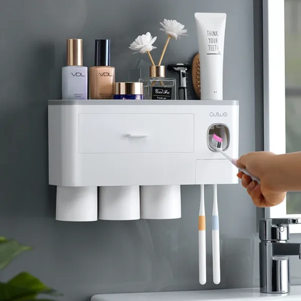Bathroom Accessories organizer Set Toothbrush Holder Automatic Toothpaste Dispenser Holder Toothbrush Wall Mount Rack Tools Set - Image 15