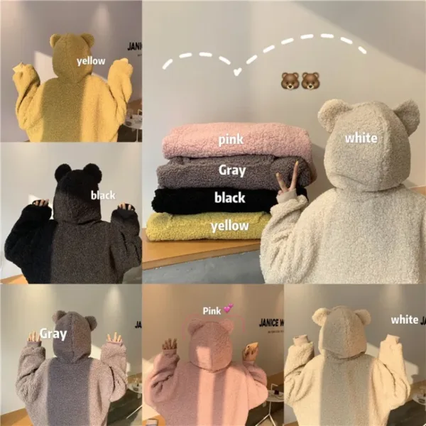 Harajuku Hoodies Women Casual Loose Long Sleeved Sweatshirts Cute Little Bear Ear Hoodie Ladies Fashion Sweatshirt Woman Clothes - Image 8