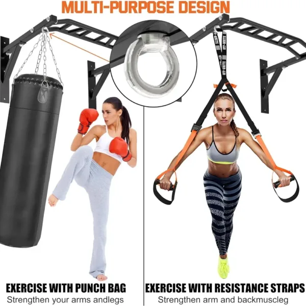 Pull Up Bar Wall Mounted, Heavy Duty Multi Grip Bar with 14 Grip Positions, Space Saving Home Gym Equipment -Ideal for Garage - Image 4