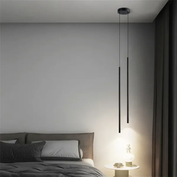 Superfine 2CM Led Pendant Lights Long Tube Hanging Lamp Kitchen Island Dining Room Table Pendant Lamp Bedroom Bedside Droplight - Image 8