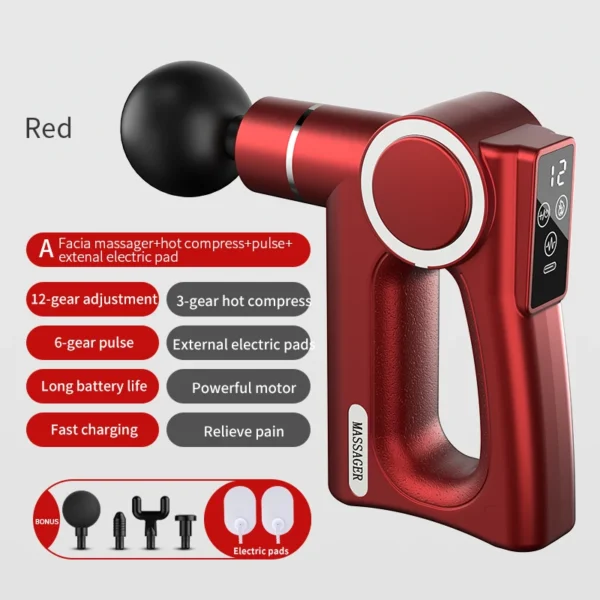 Square Massage Gun High Frequency Hot Compress Pulse Deep Tissue Body Vibrato Fascia Gun Sport Fitness Relax Muscle Massager - Image 18