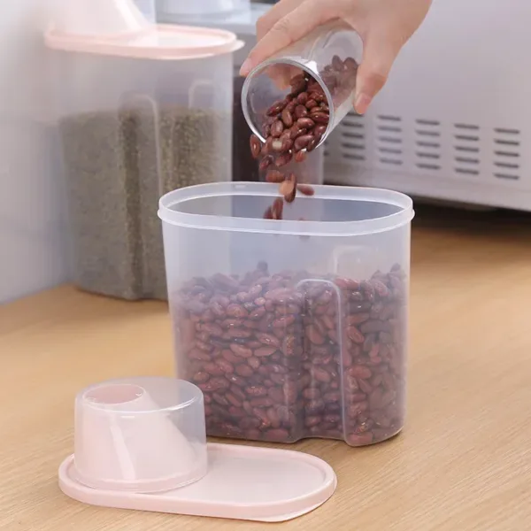 Kitchen Dry Grain Storage Tank Transparent Plastic Rice Bucket Food Storage Tank Multi-functional Sealed Storage Containers - Image 3