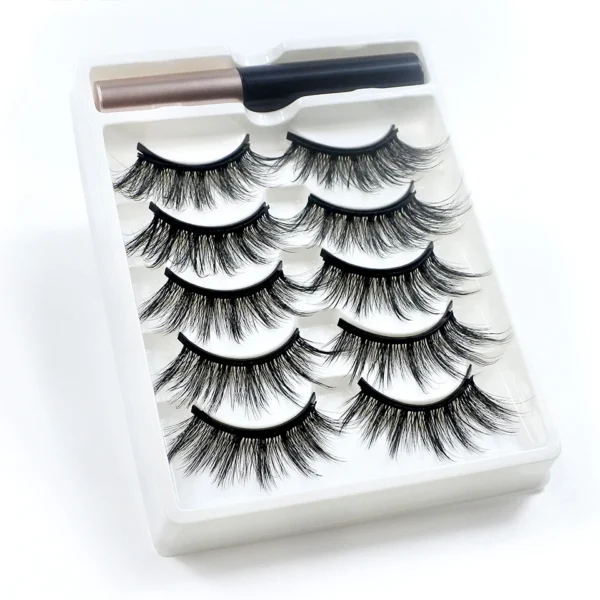 REDSIREN 5Pairs Magnetic Eyelashes With Eyeliner Reusable Thick Natural Eye Lashes New 5Piece Magnet False Eyelashes - Image 12