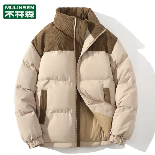 Winter Parkas Jacket Men Women Solid Patchwork Parkas Coat Loose Warm Thick Couple Jacket Korean Outwear Male Unisex Pink Green - Image 10