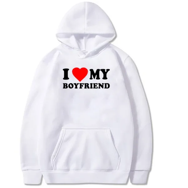 Women Men Funny Letter Matching Hoodie "I Love My Girlfriend/Boyfriend"Fashion Long Sleeve Hooded Autumn Couple Loose Sweatshirt - Image 5