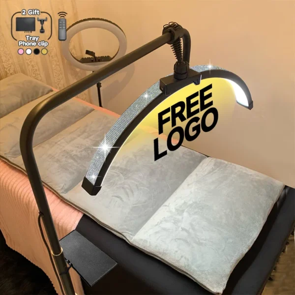 Custom OEM logo half moon eyelash extension lamp eyelash beauty nail floor lamp - Image 2