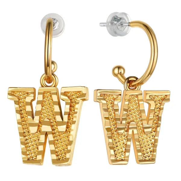 Vintage Gold Alphabet Earrings - Image 2