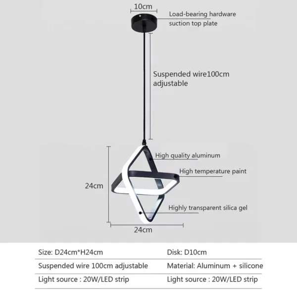 Modern Led Pendant Lights Black Chandelier For Dining Room Bedroom Bedside Pendant Lamp Home Dining Table RoomDecor Hanging Lamp - Image 7