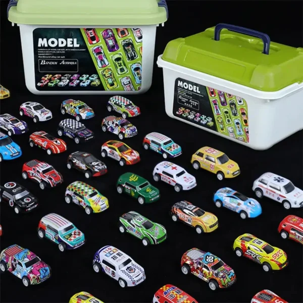 New 50-10PCS Mini Alloy Car Model Set with Storage Box Diecast Cars Toys for Boys Sliding Inertia Vehicle Children Toy Kit Gifts - Image 3