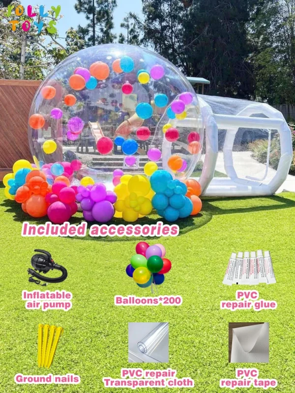 JOLLY TOYS Balloon inflatable bubble house with trampoline and transparent dome PVC material with blower - Image 4