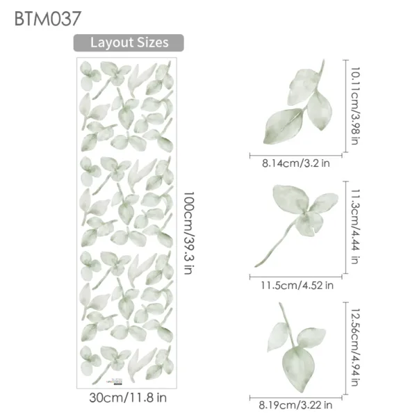 Boho Green Leaves Hand Drawn Wall Stickers Vinyl Nursery Removable Wall Decals for Kids Room Living Room Interior Home Decor - Image 5