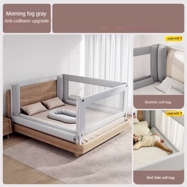 Baby anti-fall bed fence baby guardrail Bedside anti-fall baffle Children's bed three side guardrails without drilling - Image 3