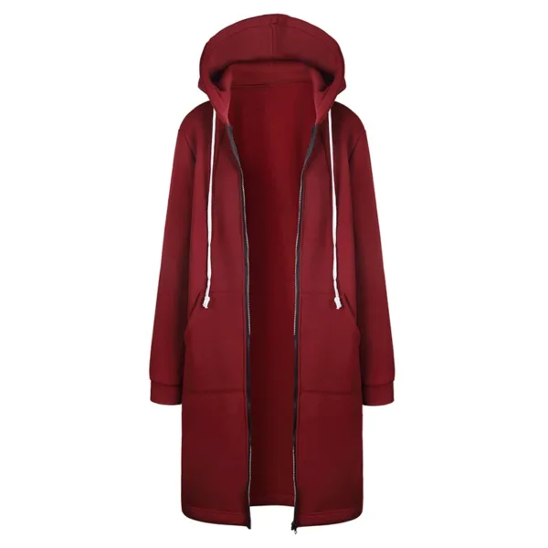 2024 Women's Autumn Winter ThickenHoodies Parkas Loose Hooded Jackets Zipper Pocket Maxi Size Sweatshirt Sports Dresses Outwear - Image 4