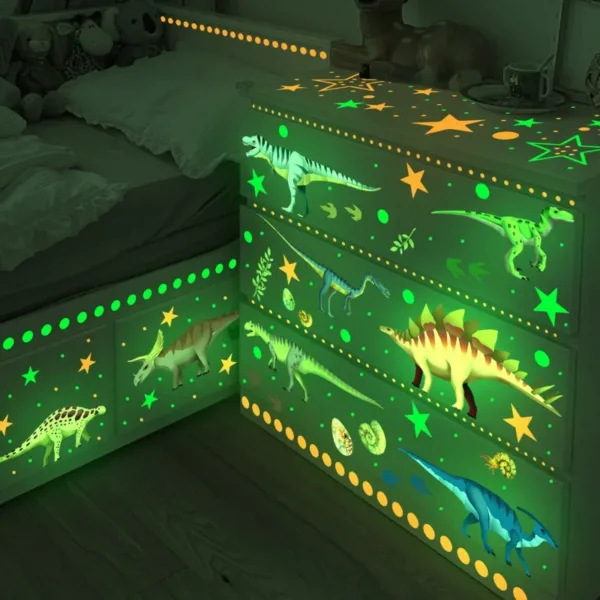 Luminous Cartoon Dinosaur Wall Stickers Glow in the Dark Dinosaur Decals for Baby Kids Rooms Bedroom Wall Decoration Wallpaper - Image 3
