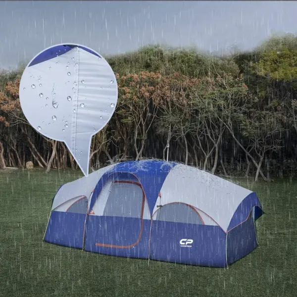 Tent 8 Person Camping Tents, Weather Resistant Family Tent, 5 Large Mesh Windows, Double Layer, Divided Curtain for S - Image 4