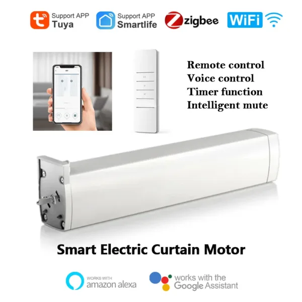 Tuya WIFI Zigbee Smart Curtain Motor Ultra Quiet Electric Wireless Remote Control Voice Control Work With Alexa Google Home - Image 2