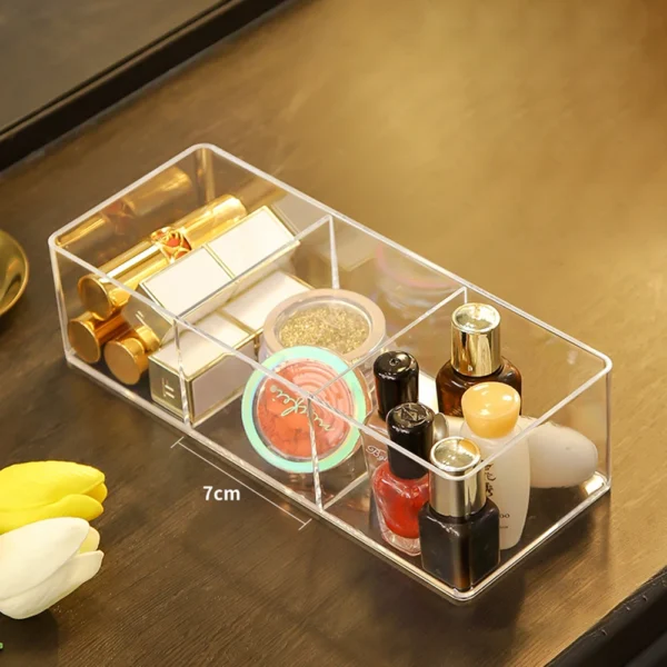 Clear Acrylic Makeup Layered Storage Box Dressing Table Cosmetic Lipstick Finishing Grid Box Desktop Drawer Storage Compartment - Image 6