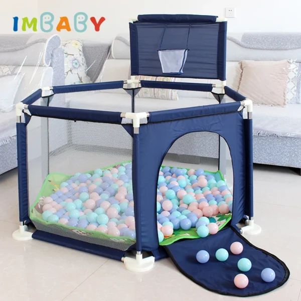 IMBABY Baby Playpen Green Hexagon Playpen for Children with Basketball Board Children's Playpen Ball Pit Baby Playground Fence - Image 7
