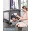 Baby Bassinet Bedside Crib, Pack and Play with Mattress, Diaper Changer and Playards from Newborn to Toddles, Grey - Image 4