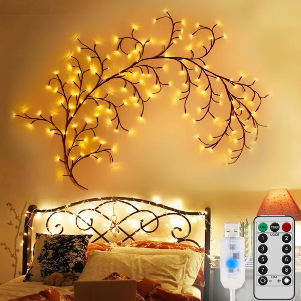 1PCS 96LED Tree and Vine Lamp USB/Solar Powered 8 Modes DIY Festive Tree Branch Lamp for Christmas Party Home Decorative Lights - Image 4