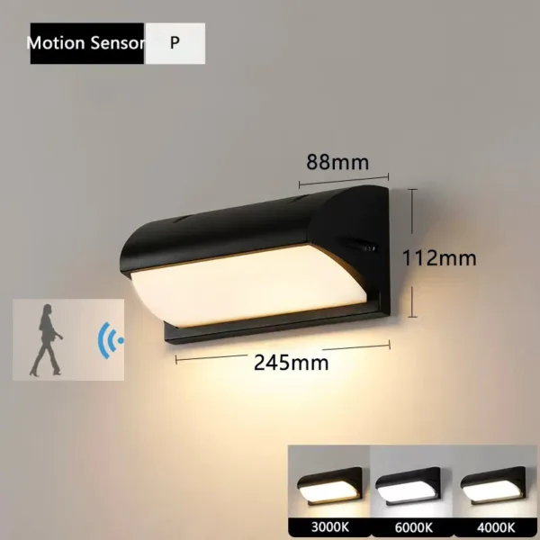 Led Outdoor Wall Light Waterproof IP65 Motion Sensor Led Outdoor Lighting Porch Lights Balcony Garden Lights Outdoor Wall Lamp - Image 6