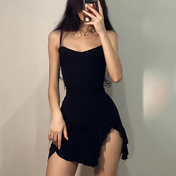 Summer Sexy Mini Dress Women Sleeveless Streetwear Strap Backless Bodycon Folds Split Dress Party Club Elegant A- LINE Dresses - Image 4