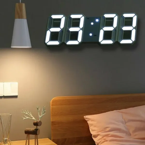 3D LED Wall Clock Large Digital Wall Clock With Remote Control Alarm Clock Time Date Temp Display Wall&Table Clock Modern Design - Image 5