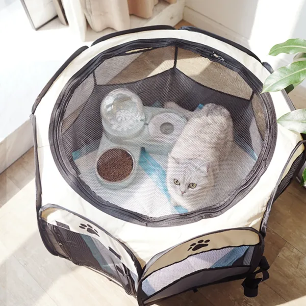 Pet Octagonal Crate Cat Crate Dog Crate Folding Maternity Crate Canine Crate Easy Operation Enclosure Outdoor Camping Pet Tent - Image 5