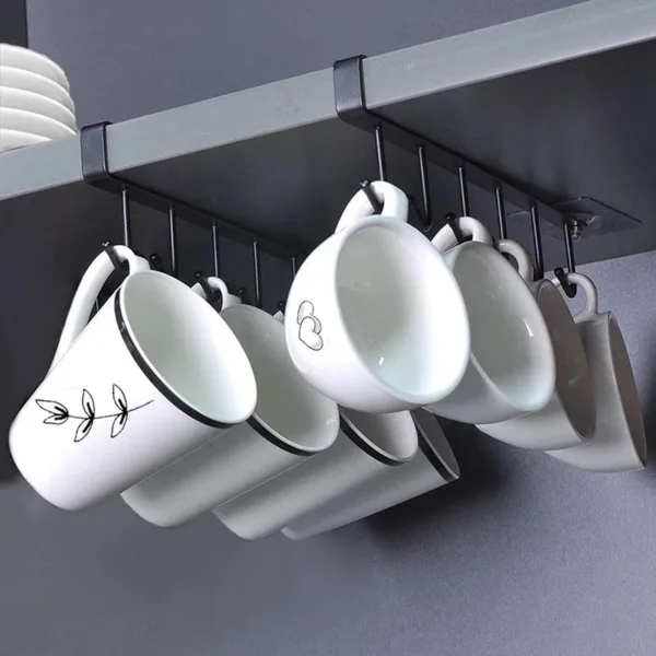 Kitchen Iron Art Seamless Nail Free Hooks Multi Row Cabinet Storage Hooks Storage of Kitchen Cabinet Wall Shelf Storage Rack - Image 8