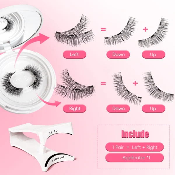 Cillophy 2Pairs Reusable Magnetic Lashes with Magnets Tweezer No Glue Needed D Magnetic Eyelash 3-Step Press On False Eyelash - Image 12