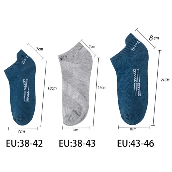 5 Pairs/Lot High Quality Men Ankle Socks Breathable Cotton Sports Mesh Casual Athletic Thin Cut Short Sokken Plus Size - Image 7
