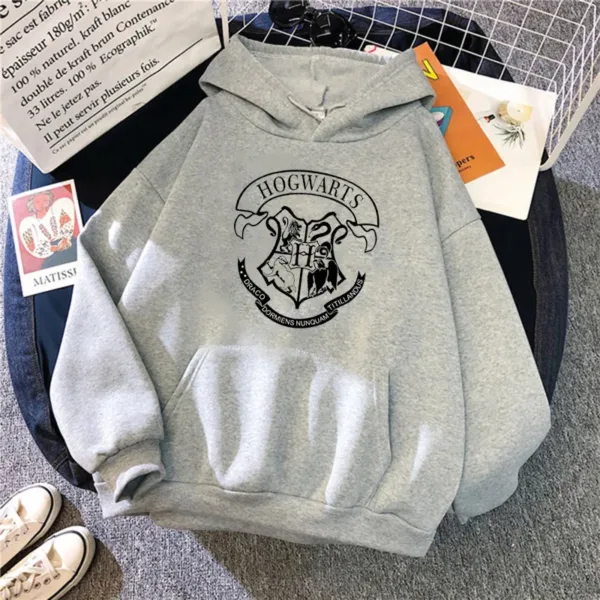 Fashion y2k Hogwarts Printed Hoodies Women Sweatshirt Autumn Winter Long Sleeves Plus Velvet Casual Loose Fleece Tops Oversized - Image 4