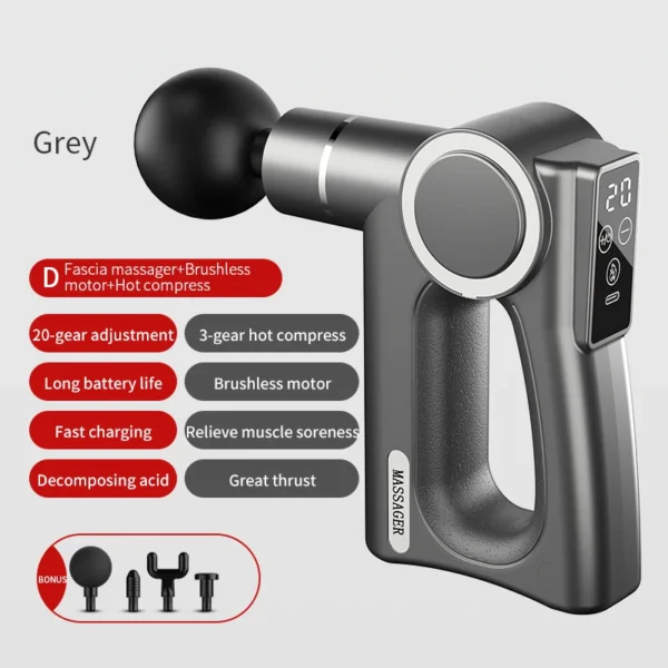 Square Massage Gun High Frequency Hot Compress Pulse Deep Tissue Body Vibrato Fascia Gun Sport Fitness Relax Muscle Massager - Image 13
