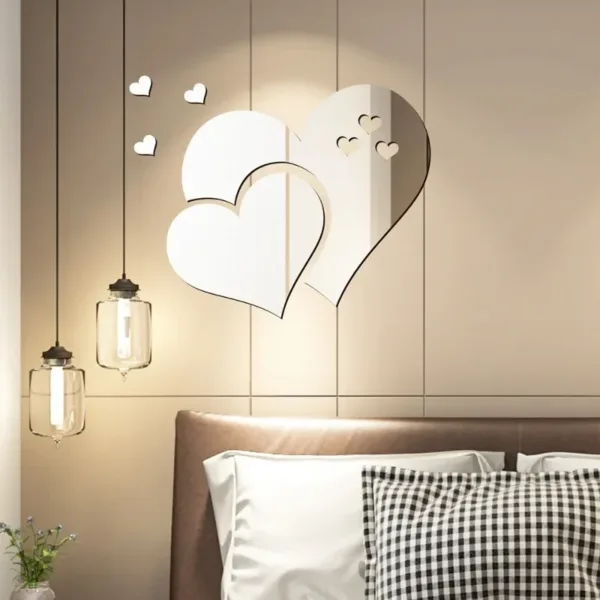 3D Acrylic Love Heart-Shaped Mirror Wall Stickers Removable Heart Art Decor Wall Poster DIY Living Room Wedding Home Decoration - Image 4