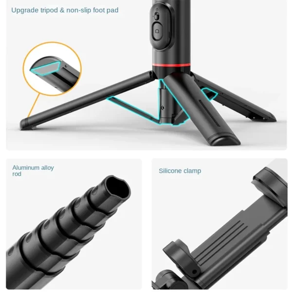 Xiaomi Selfie Stick Telescopic Rod Phone Tripod Mobile Stand Bluetooth Tripod Stand with Remote Control Ring Light Mini Tripod - Image 5