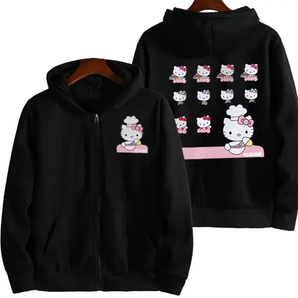 Sanrio Anime Cute Printed Hoodies Women Cartoon Hello Kitty Y2k Korean Students Loose Sweatshirt Fashion Sweet Cardigan Clothing - Image 3