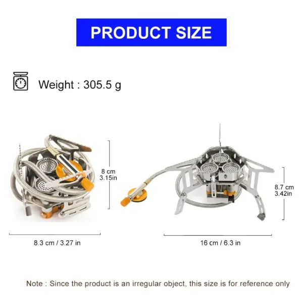 Camping Tourist Burner Big Power Gas Stove Cookware Portable Furnace Picnic Barbecue Tourism Supplies Outdoor Recreation - Image 5