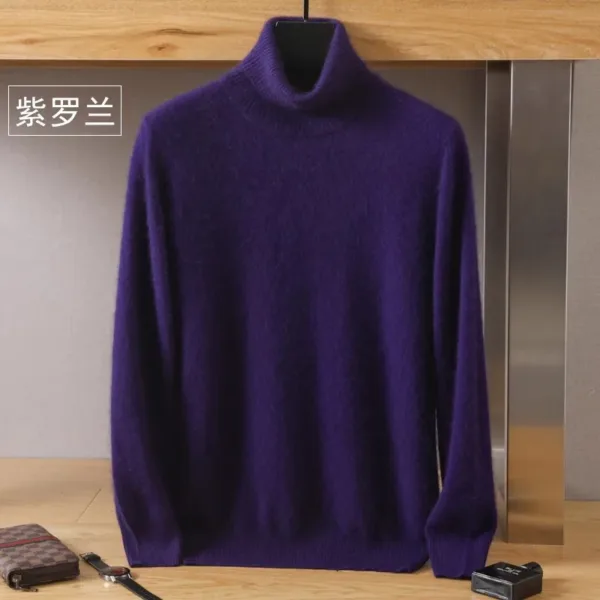 Men's 100% pure Mink velvet Cashmere Sweater High Lapels Pullovers Knitted Winter New Tops Long Sleeve High-End Jumpers - Image 16
