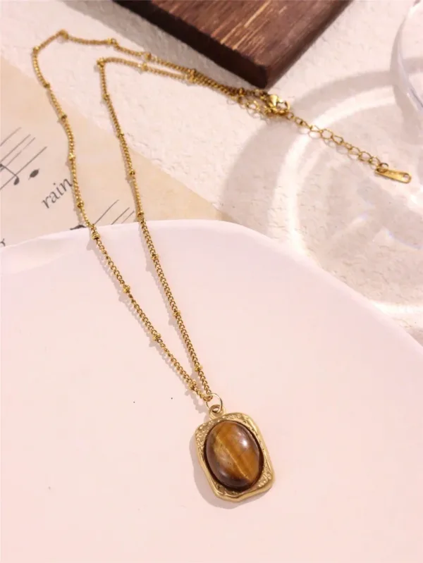 Natural Stone Pendant Necklace - Image 2