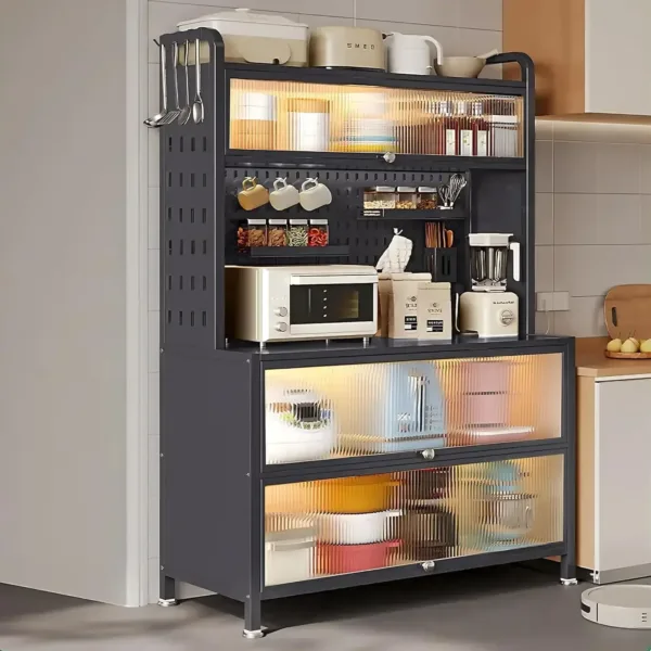 5-Tier Bakers Rack for Kitchen, Kitchen Storage Cabinets , Microwave Stand with Storage, Home, Office, Pantry, Garage, Black - Image 5