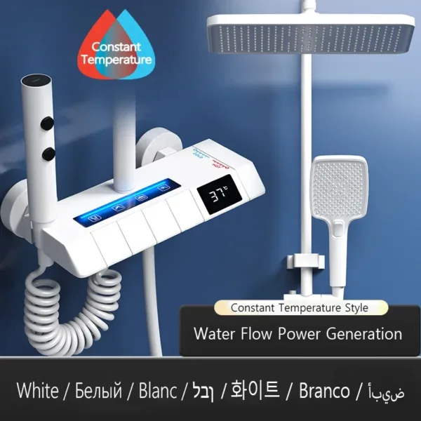 Piano Keys Bathroom Shower System Intelligent LED Temperature Display Shower Suit Bathtub Gray Rain Mixer Shower Faucet Full Set - Image 10
