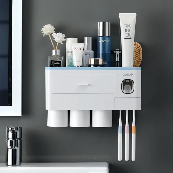 Bathroom Accessories organizer Set Toothbrush Holder Automatic Toothpaste Dispenser Holder Toothbrush Wall Mount Rack Tools Set - Image 11