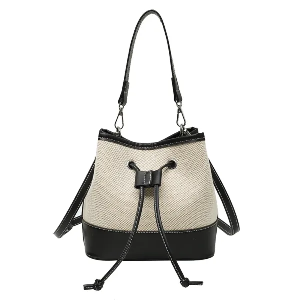 Contrast Color Canvas Bucket Bag - Image 3