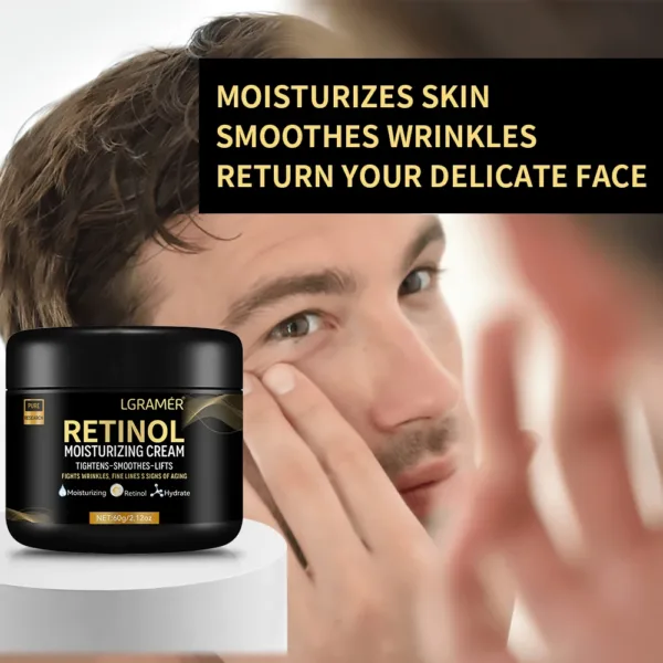 Men Retinol Face Cream Remove Wrinkle Firming Lifting Whitening Brightening Moisturizing Facial Skin Beauty Care 60g - Image 5