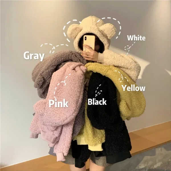 Harajuku Hoodies Women Casual Loose Long Sleeved Sweatshirts Cute Little Bear Ear Hoodie Ladies Fashion Sweatshirt Woman Clothes - Image 7