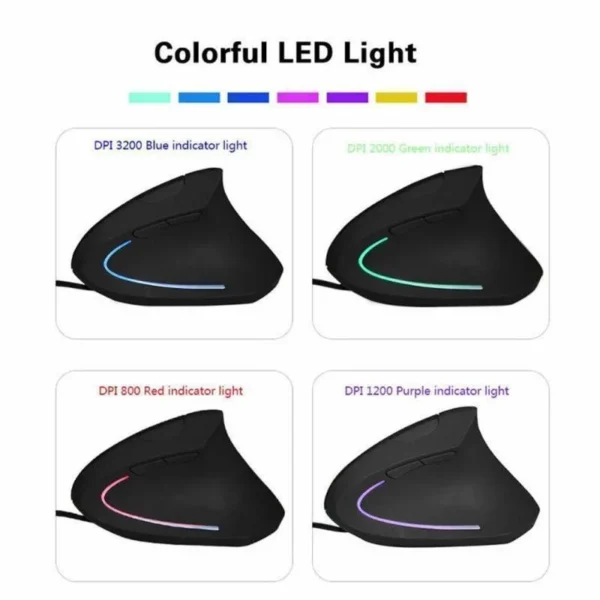 Wired Right Hand Vertical RGB Mouse Ergonomic Gaming Mouse 3200DPI USB Optical Wrist Healthy Mause for PC Computer - Image 3