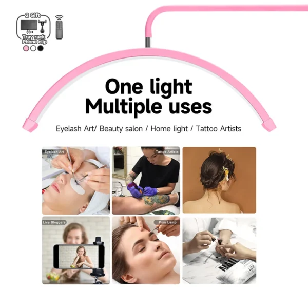 Custom OEM logo half moon eyelash extension lamp eyelash beauty nail floor lamp